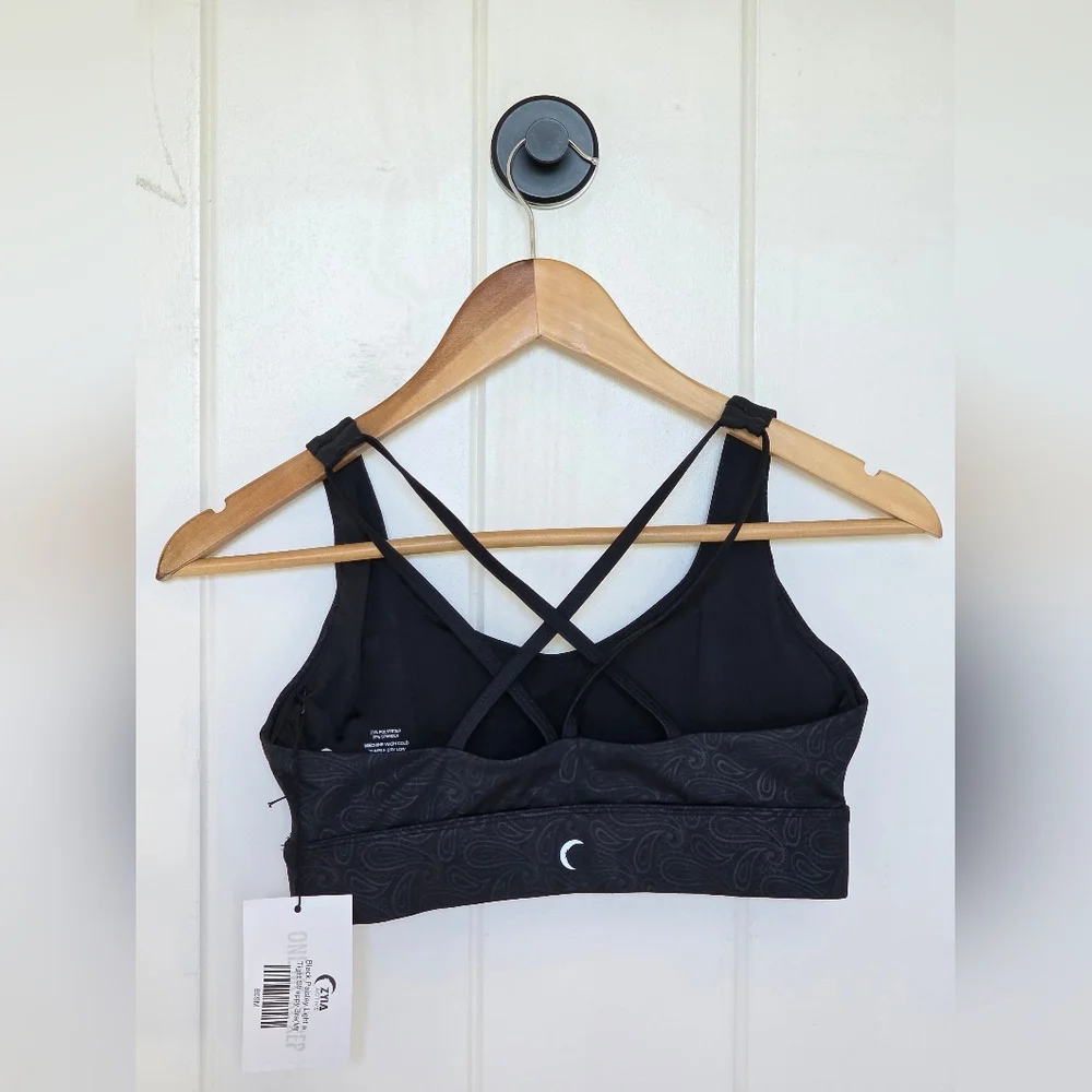NWT Zyia Black Paisley Light N Tight Strappy Bra Size M - Picture 6 of 8